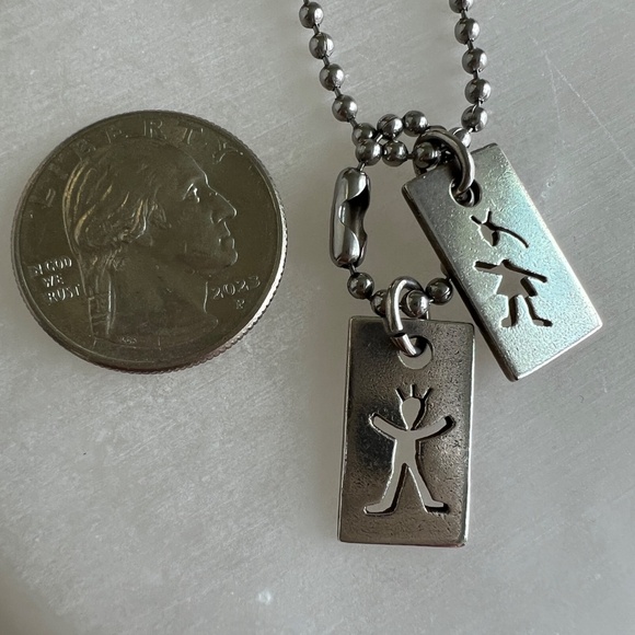 Anni & Co. 1991 Sterling Silver Cutout Pendant Necklace Girl & Boy Design VTG - Picture 3 of 10